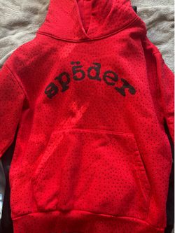 Spider Hoodie, Red with rhinestones.