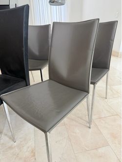 Cattelan Italia Italian Leather Chairs set of 8 (6 gray, 2 black)