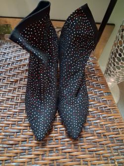 New open box Black Rhinestone Embellished Ankle Boots