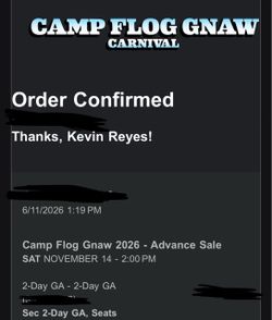 Camp flog gnaw tickets