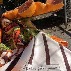 Ferragamo Silk Scarf Square Shawl Purse Tie