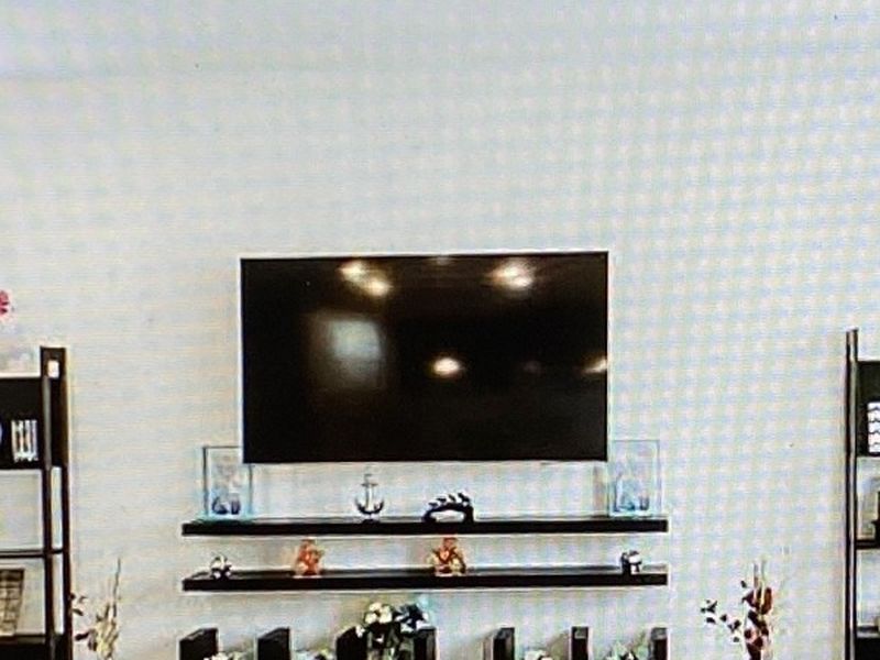Living Room Furniture -- 3 Wall Mount Shelves, 2 Book Case Units, 1 Big Wooden TV Stand
