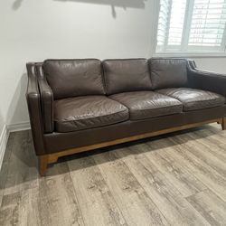 ARTICLE Real Genuine Leather Couch, Brown, (90" x 35" x 24"). In Great Used Condition.  Just Cleaned & Conditioned.