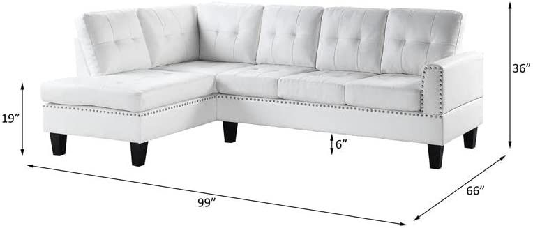 White Leather Sofa Sectional New 