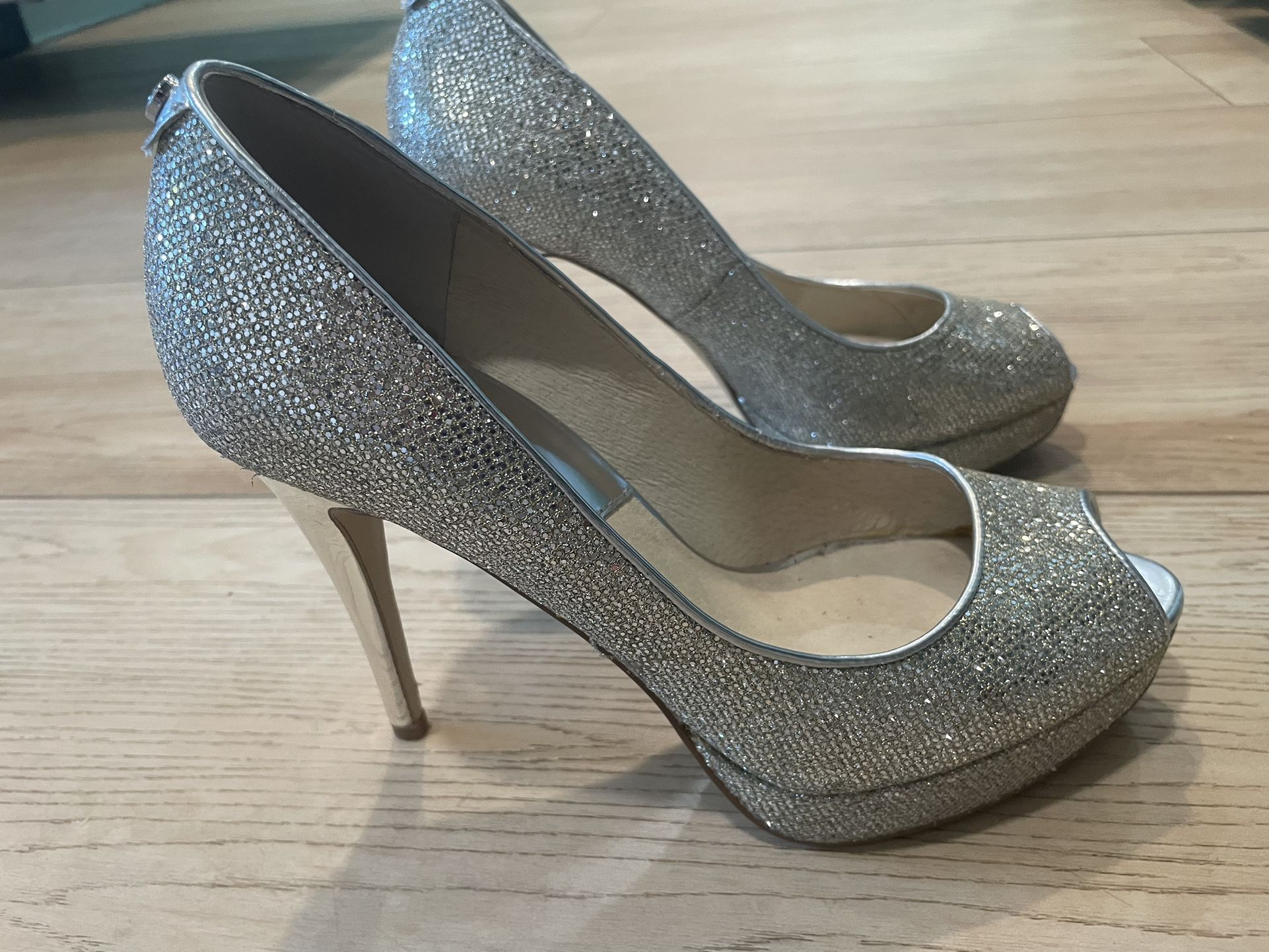 Michael Kors Silver Glitter Stills to Heels