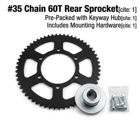 Brand New #35 Chain 60T Sprocket with 1/4" Keyway Hub & Hardware Kit