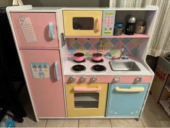 KidKraft Uptown Pastel Play Kitchen – Wooden Play Kitchen Set w/ Accessories 🌸🍳