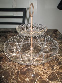 2-Tiered Glass Serving Platter