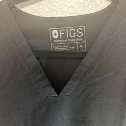 Figs Medium Nurse Scrubs Shirt Top M Black Small Stain