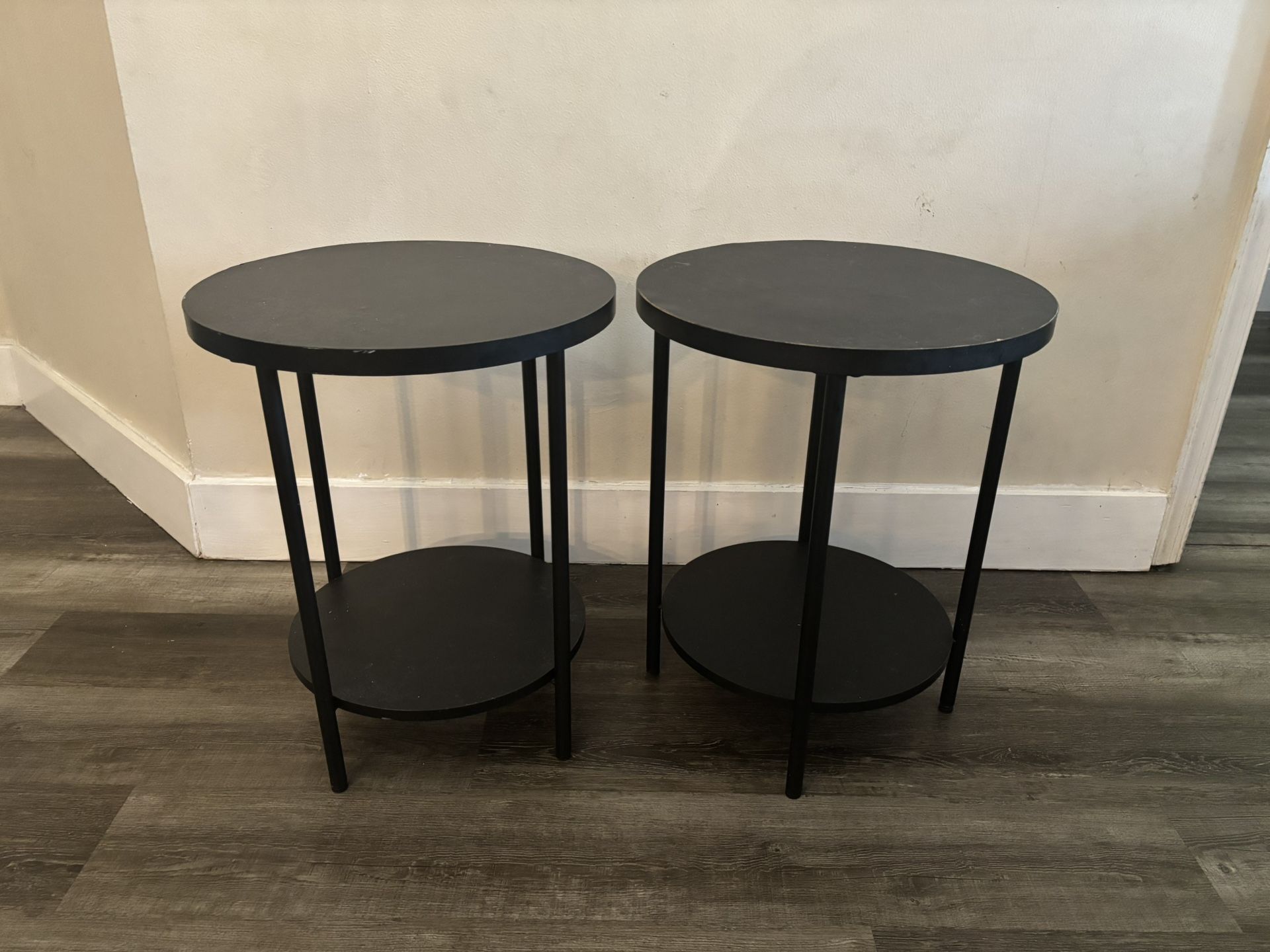 2 Metal& Wood Round End Table