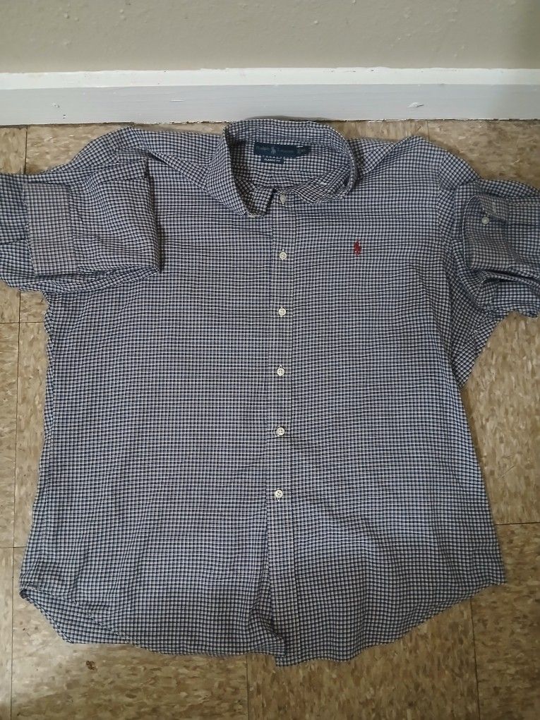 Ralph Lauren Men's Gingham Plaid Long Sleeve Button Down Shirt Men's Size XL