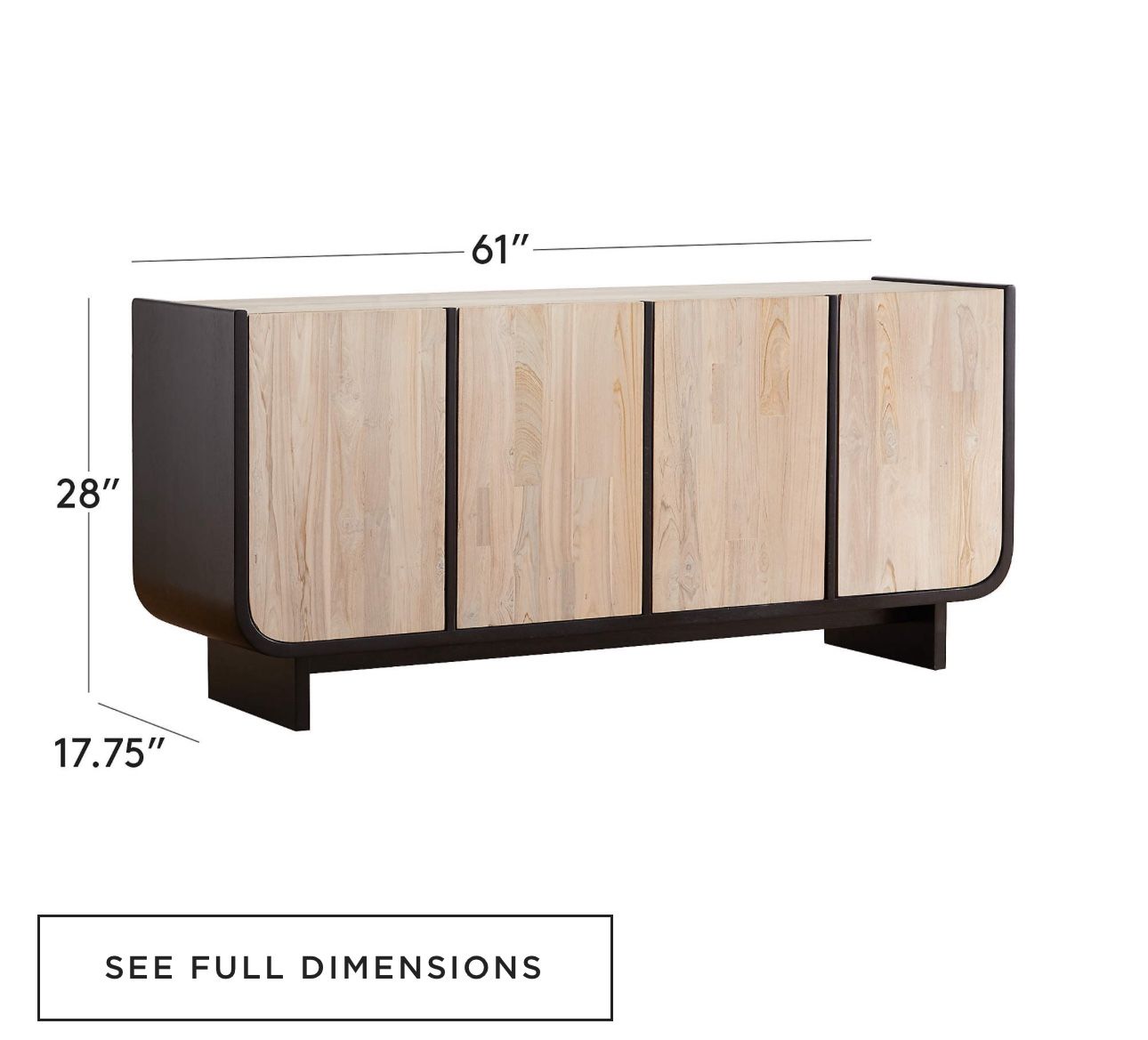 CB2 Sion White-Washed Teak Wood Credenza - Thumbnail 3
