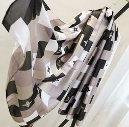Stylish Lv silk scarf colors gray and Black Brand New