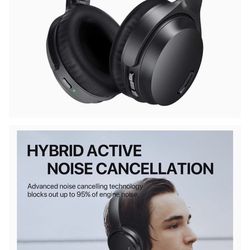 Active Noise Cancelling Headphones HROEENOI JZ02 Wireless Bluetooth Headphones Over Ear Headset with CVC 8.0 Mic HiFi Stereo Sound, Deep Bass, 30H Pla