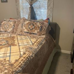 Queen size mattress and upholstery headboard 350