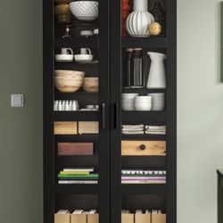Cabinet With Glass Doors And Shelves 