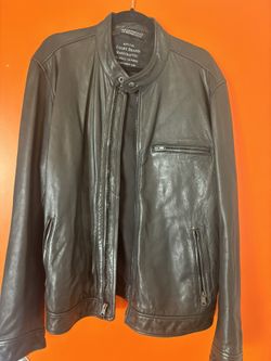Lucky Brand Black Leather Motorcycle Jacket XL 