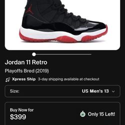 Jordan 11s Bred  Size 13
