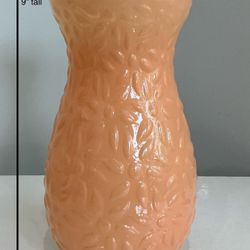 Pale Coral Textured Glass Vase