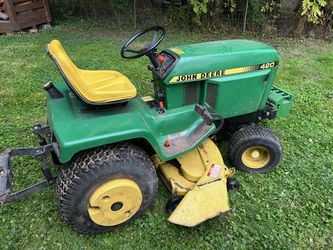John Deere 420 Garden Tractor w/ Deck + PTO Tiller