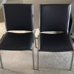 Two Office Or Home Chairs Black Silver Frame 