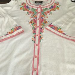 Women’s Bob Mackie Embroidered Button Down Shirt 2XL