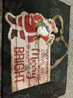 Santa Claus wooden sign with ribbon #christmas #holiday