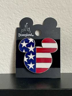 Vintage 2002 Disney Mickey Mouse Head Ears Pin - USA American Flag Disneyland