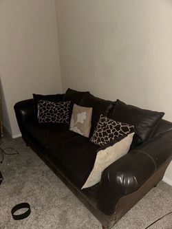 Leather Sofas & Solid Wood Coffee Table