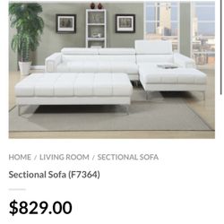 White Sectional Sofa - Ottoman Sold Separately 