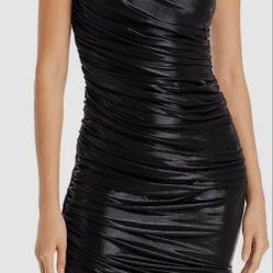 Norma Kamali One-shoulder Metallic Black Dress