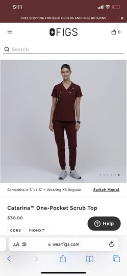 Figs Scrub Set In Core Color Burgundy