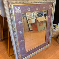 Vintage Mirror - The Bombay Company Fleur De Lys Hand-Painted Mirror