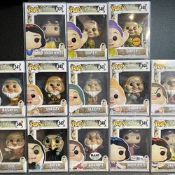 SNOW WHITE and the SEVEN DWARFS Funko Pop Disney 80th FULL SET +PROTECTOS VAULTED