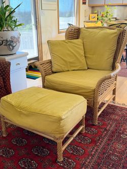 Rattan Chair and Ottoman