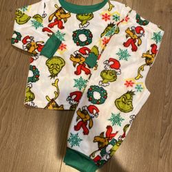 Toddler Grinch Pajamas White 2T Fleece