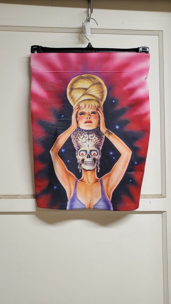 Vintage Mars Attacks Pencil Skirt Size Small Halloween Alien Cute Horror Film