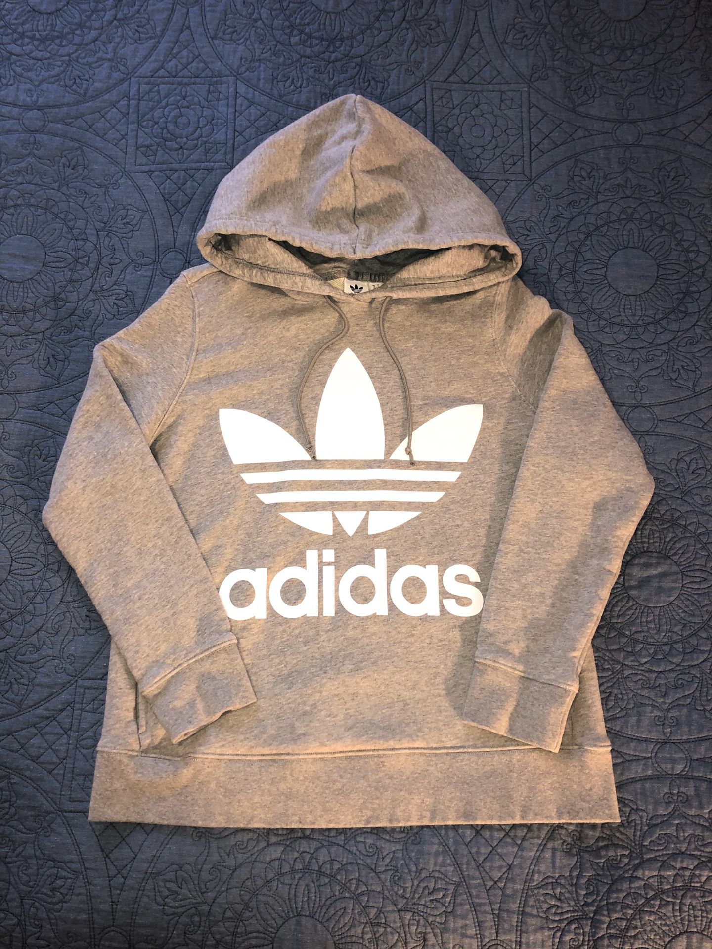 Adidas Originals Trefoil Pullover Hoodie Grey/White Size Large