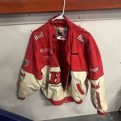 Budweiser Men's Red and White racing jacket xl