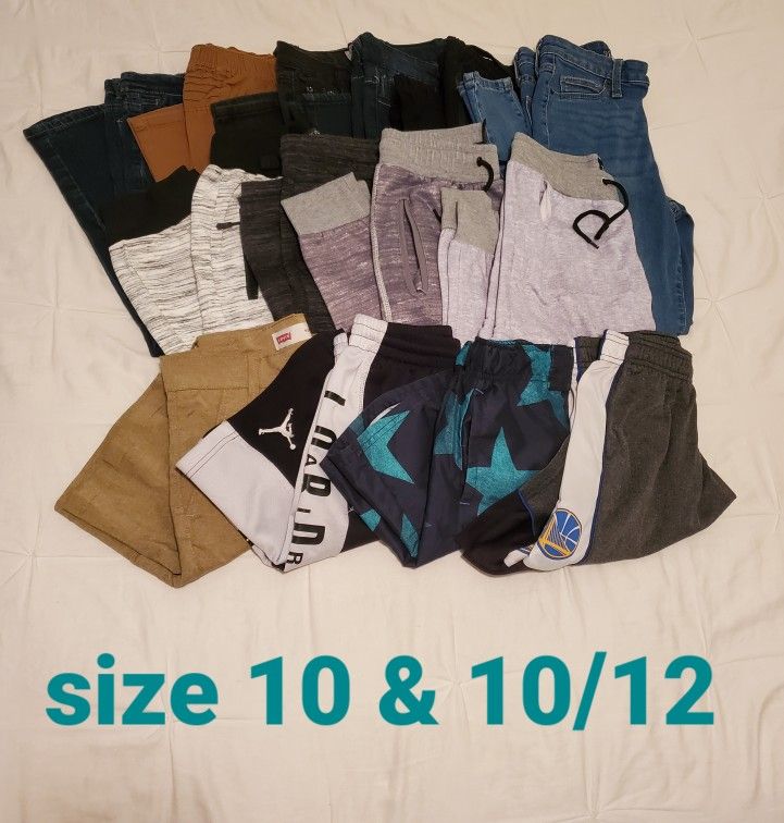 Boys long jeans, sweat pants and bball shorts size 10 & 10/12