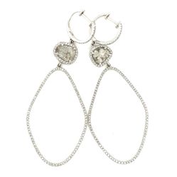 Women's 14k Stone & Diamonds Dangle Earrings