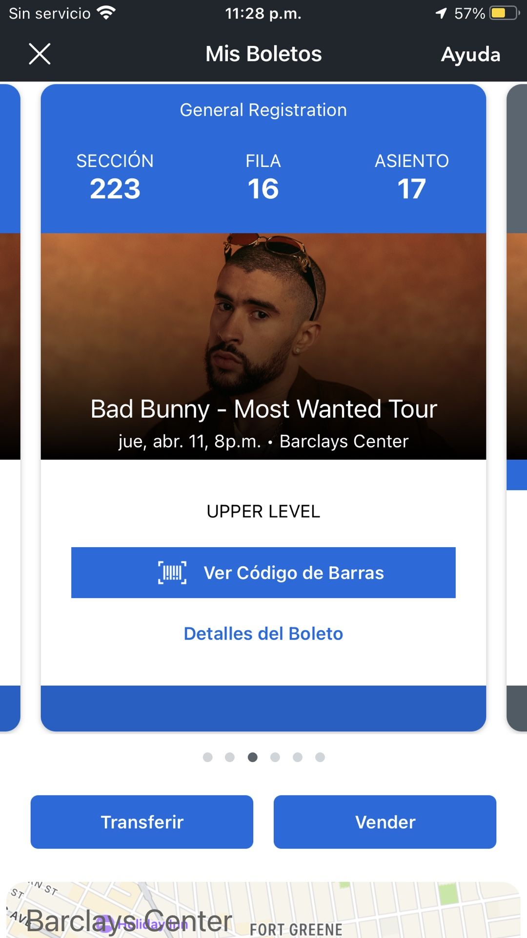 Tickets April 11 NYC Bad Bunny Most Wanted Tour Sec 223 Row 17