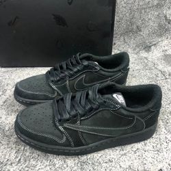 Travis Scott x Jordan Air Jordan 1 Low Retro OG SP Black Knight Shock-absorbing wear-resistant low-top Trendy retro basketball shoes Men's Black Barb 