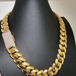 Premium Quality Miami Cuban Link Gold Plated Chain Necklace 20mm