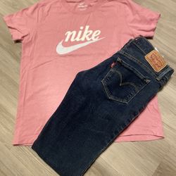 Nike T-shirt size L in kids & Levi’s pants size 24
