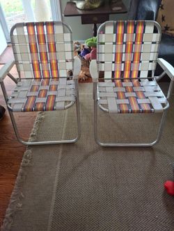 Vintage Aluminum Folding Lawn Chairs – Set of 2