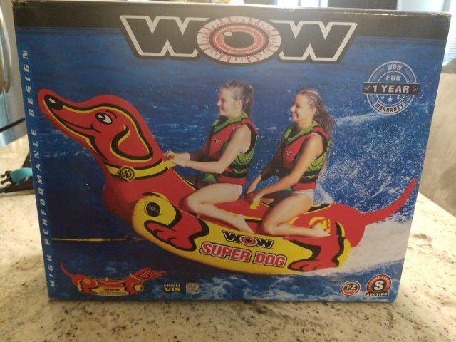 New WOW super dog inflatable towable boating float 1-2 riders river lake outdoor recreation