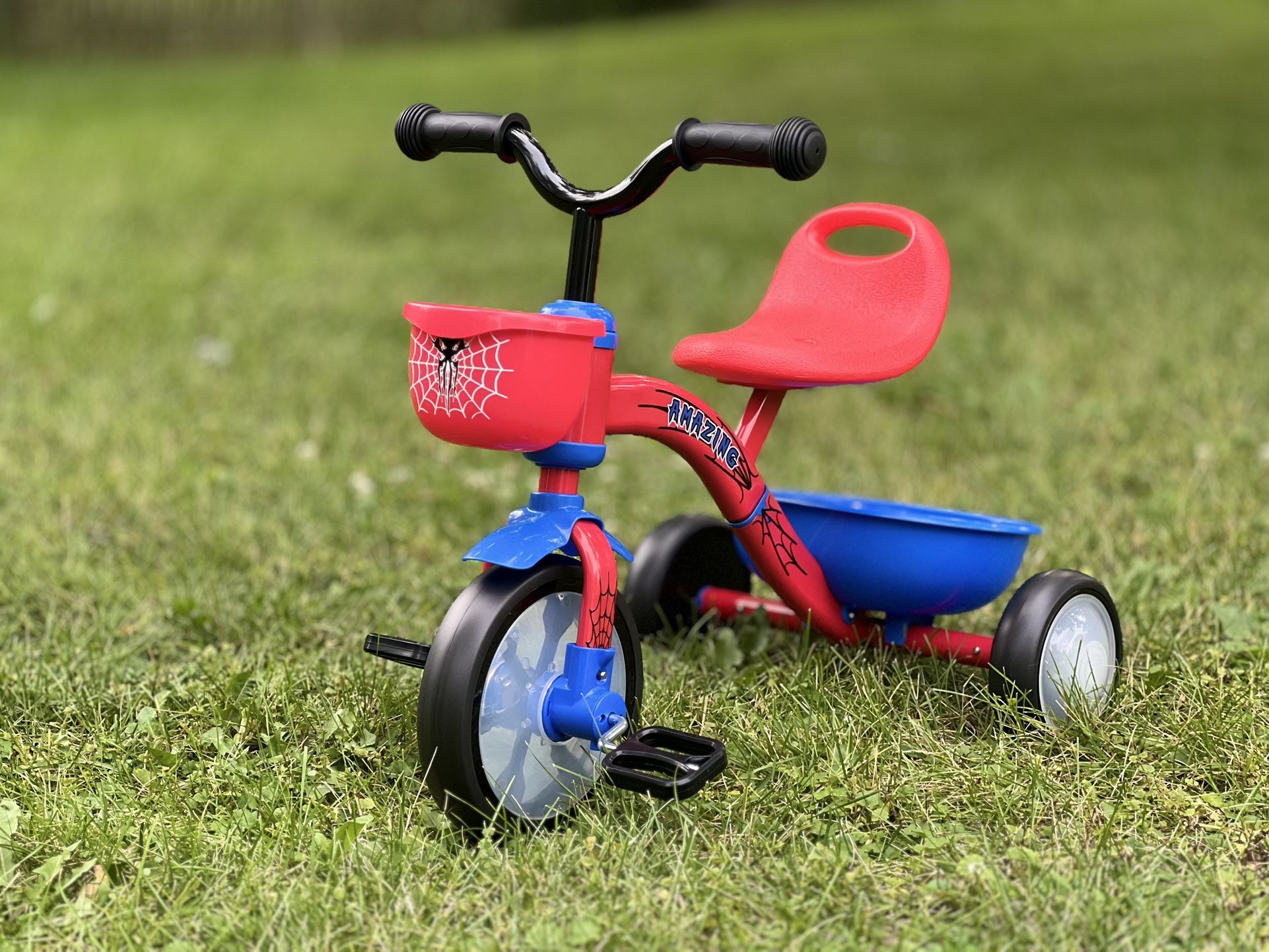 Toddler Tricycle with Basket and Light-Up Wheels