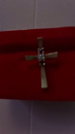 Gold-Tone Cross Pendant with Stones