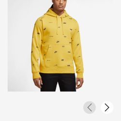 Nike Club Yellow + Allover Blue Print Pullover Hoodie Men's Size XXL -Lg and M